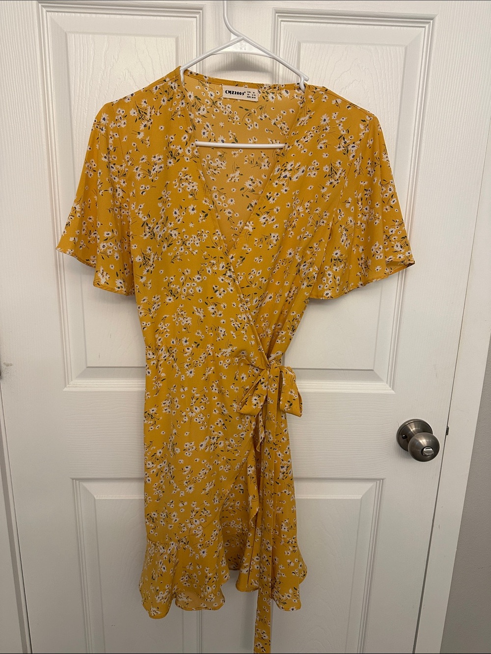Chelsea & Violet Mustard Yellow Floral Wrap Midi Dress
